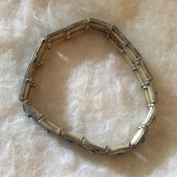 Antique 1920s Aqua and silver Art Nouveau Bracelet - Picture 2 of 3